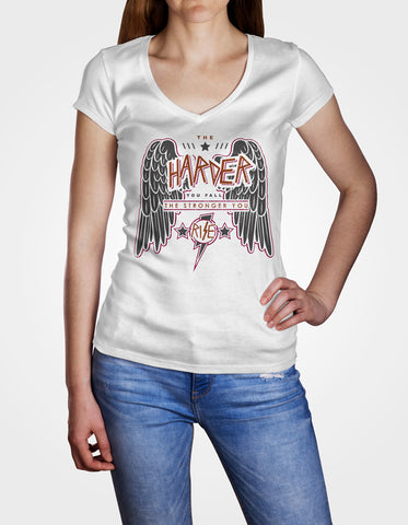 Image of Ladies Cotton V-Neck T-Shirt The Harder You Fall The Stronger you Rise