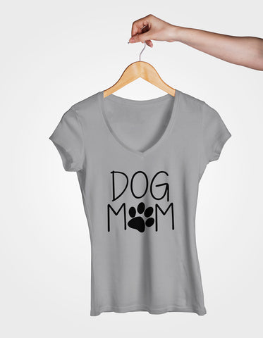 Image of Ladies Cotton V-Neck T-Shirt Dog Mom