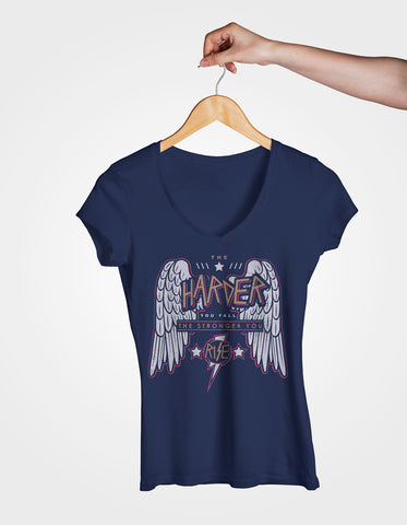 Image of Ladies Cotton V-Neck T-Shirt The Harder You Fall The Stronger you Rise