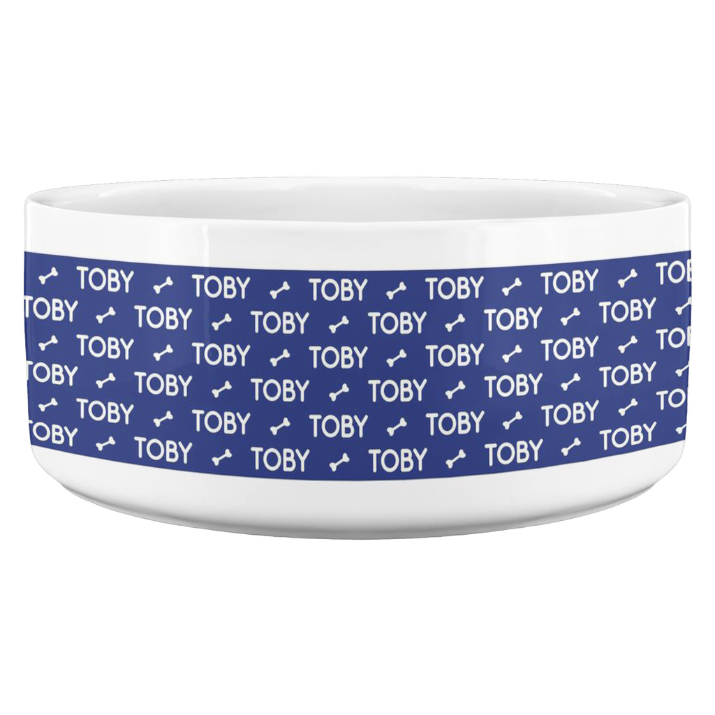 Personalized Ceramic Dog Bowl Pattern Name Bones