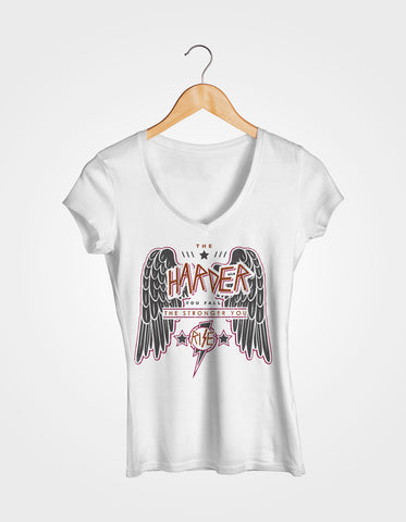 Image of Ladies Cotton V-Neck T-Shirt The Harder You Fall The Stronger you Rise