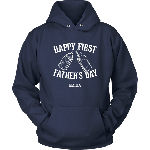 Image of Happy First Fathers Day Personalized Hoodie Sweatshirt