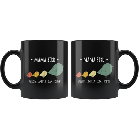 Image of Mama Bird Black Mug Robyn