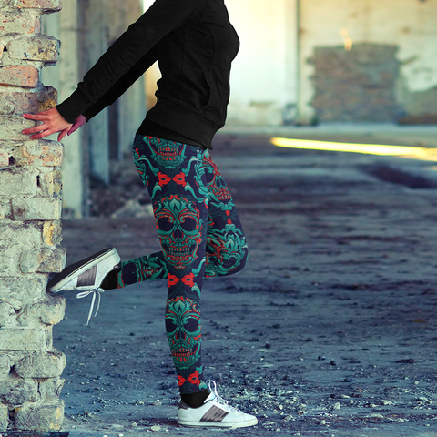Image of Sugar Skull Leggings Ornamental Skulls Yoga Pants
