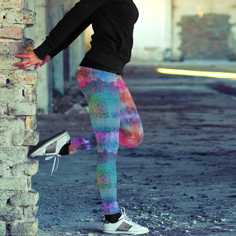 Image of Pink and Turquoise Mandala Leggings
