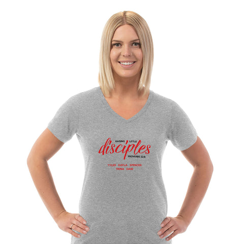 Image of Raising Disciples Personalized Ladies V Neck Tee