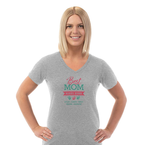 Image of Hands Down Personalized Ladies V Neck Tee