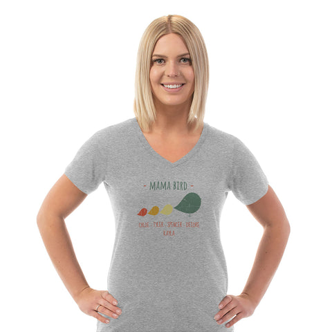 Image of Mama Bird Personalized Ladies V Neck Tee