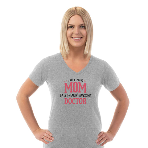 Image of Proud Mom Personalized Ladies V Neck Tee