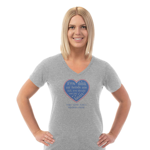 Image of Full Heart Personalized Ladies V Neck Tee