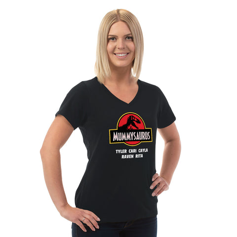 Image of Mummysaurus Personalized Ladies V Neck Tee