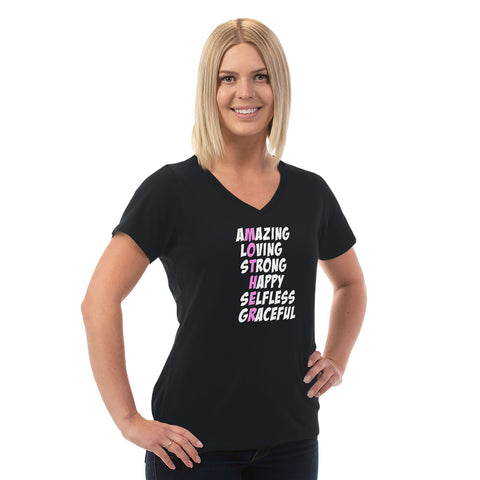 Image of Mother Words Ladies Cotton V-Neck T-Shirt