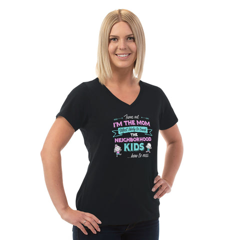 Image of Turns Out I'm The Mom Ladies Cotton V-Neck T-Shirt