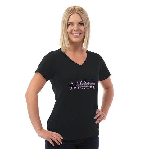 Image of Mom Personalized Ladies V Neck Tee