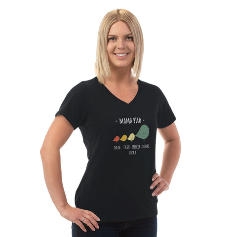 Image of Mama Bird Personalized Ladies V Neck Tee