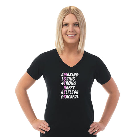 Image of Mother Words Ladies Cotton V-Neck T-Shirt
