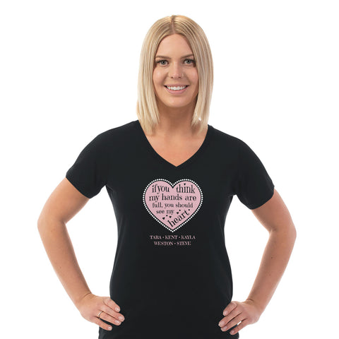 Image of Full Heart Personalized Ladies V Neck Tee