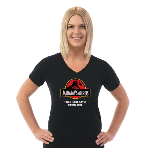 Image of Mummysaurus Personalized Ladies V Neck Tee