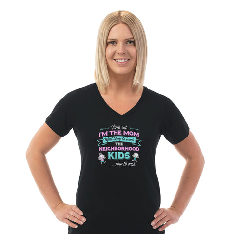 Image of Turns Out I'm The Mom Ladies Cotton V-Neck T-Shirt