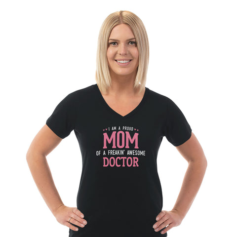 Image of Proud Mom Personalized Ladies V Neck Tee