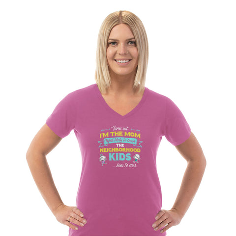 Image of Turns Out I'm The Mom Ladies Cotton V-Neck T-Shirt