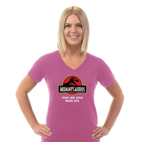 Image of Mummysaurus Personalized Ladies V Neck Tee