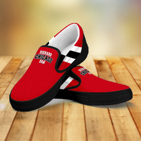 Image of Diehard Chicago Fan Sports Slip On Shoes Black
