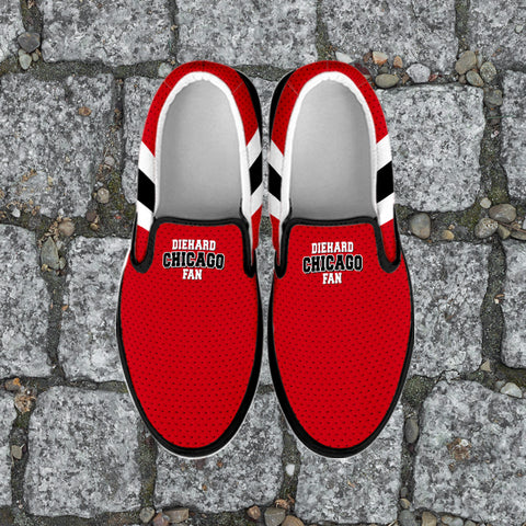 Image of Diehard Chicago Fan Sports Slip On Shoes Black