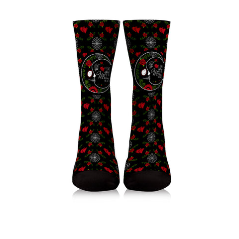 Image of Love You To The Moon Sugar Skull Crew Socks