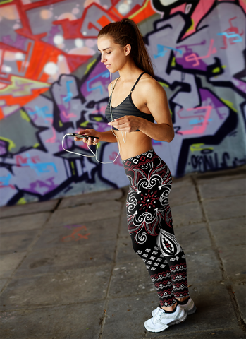 Image of Mandala Leggings Red and Black