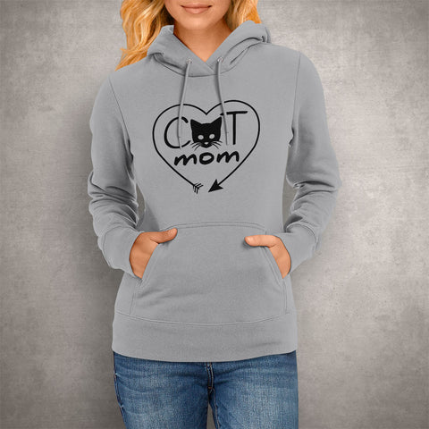 Image of Cat Mom Heart Arrow Hoodie