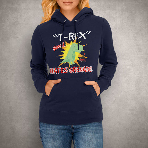 Image of Unisex Hoodie T-Rex Hates Grenade