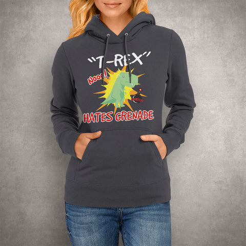Image of Unisex Hoodie T-Rex Hates Grenade
