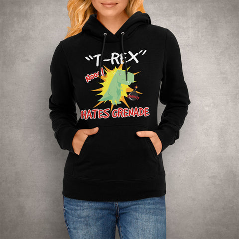 Image of Unisex Hoodie T-Rex Hates Grenade
