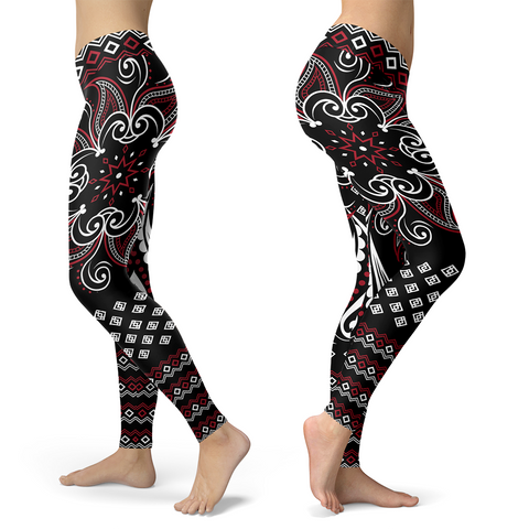 Image of Mandala Leggings Red and Black