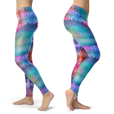 Image of Pink and Turquoise Mandala Leggings