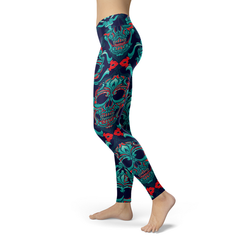 Image of Sugar Skull Leggings Ornamental Skulls Yoga Pants