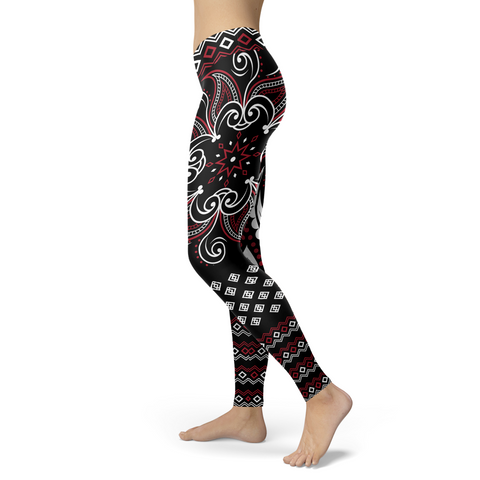 Image of Mandala Leggings Red and Black