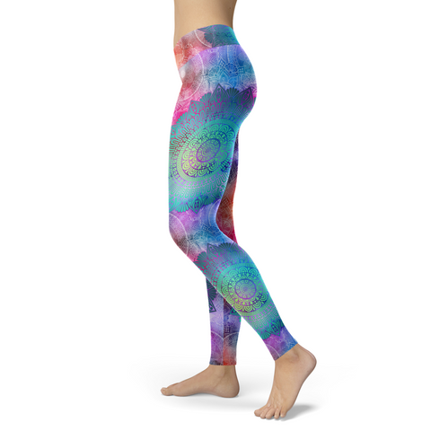 Image of Pink and Turquoise Mandala Leggings