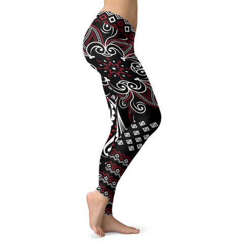 Image of Mandala Leggings Red and Black