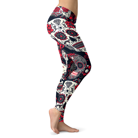 Image of Sugar Skull Red Rose Leggings