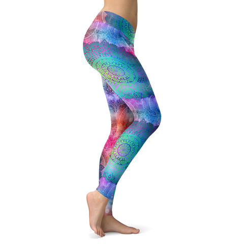 Image of Pink and Turquoise Mandala Leggings
