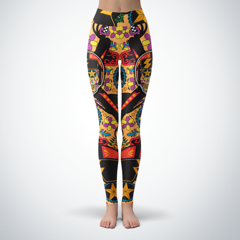 Image of Biker Sugar Skull Leggings