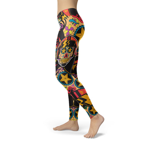 Image of Biker Sugar Skull Leggings