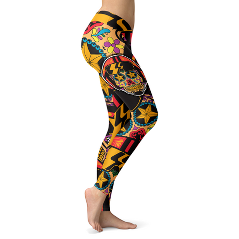 Image of Biker Sugar Skull Leggings