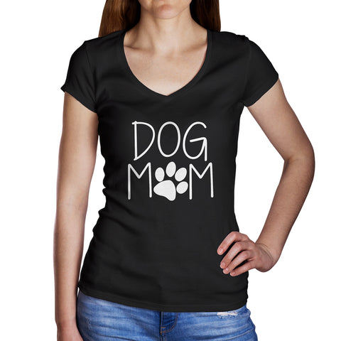 Image of Ladies Cotton V-Neck T-Shirt Dog Mom