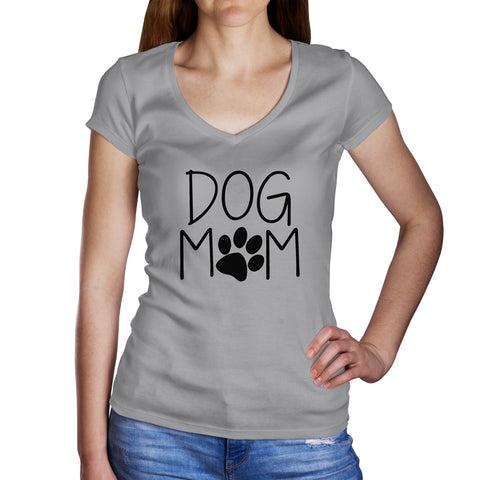 Image of Ladies Cotton V-Neck T-Shirt Dog Mom