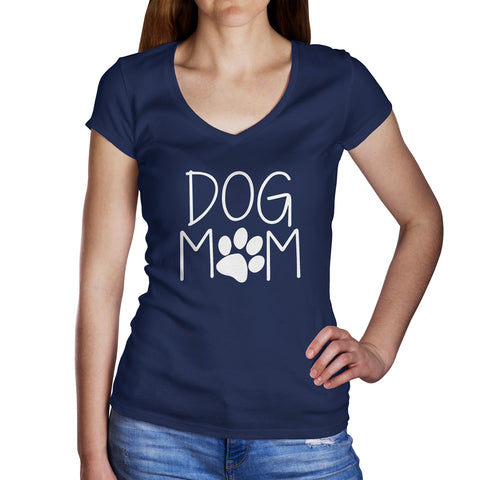 Image of Ladies Cotton V-Neck T-Shirt Dog Mom