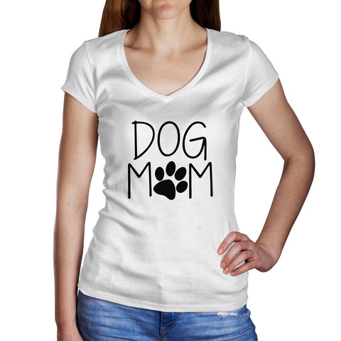 Image of Ladies Cotton V-Neck T-Shirt Dog Mom