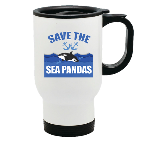 Image of Metal Coffee and Tea Travel Mug Sea Pandas
